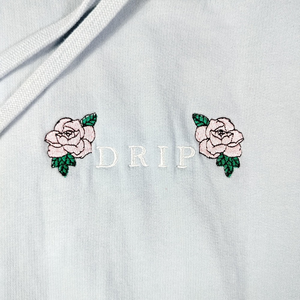 Smart Blanks Hoodie Sweatshirt Mens Small Blue DRIP Rose Graphic Fleece Floral - Picture 4 of 9